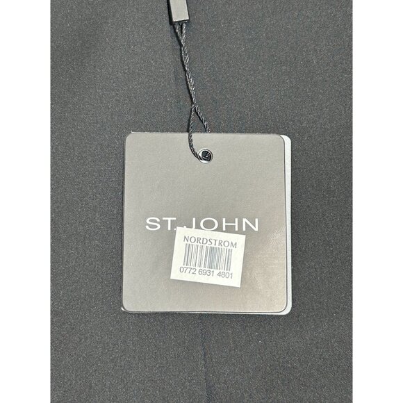 St John Women's Leather Zipper Moto Jacket in Cavier/Cream - Sz 4 - NWT - Picture 4 of 11